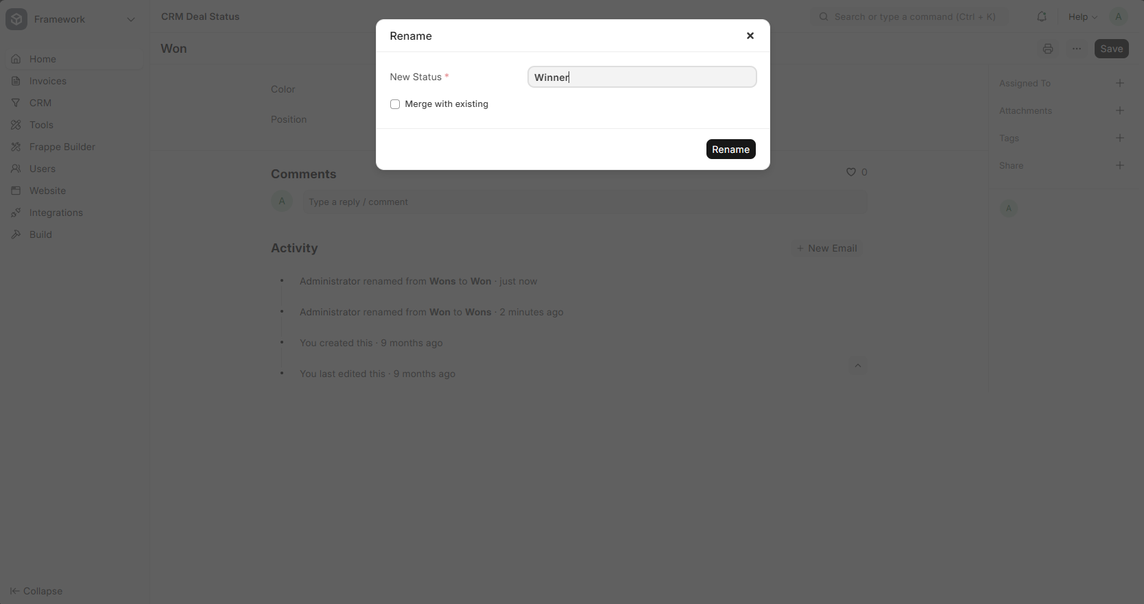 Renaming Deal Status Step 2